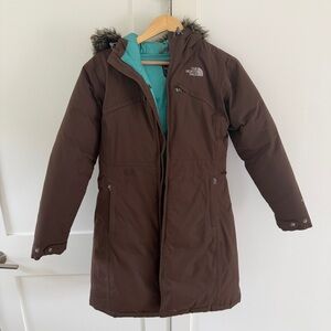 The North Face Arctic Down Brown Parka with Faux Fur Hood